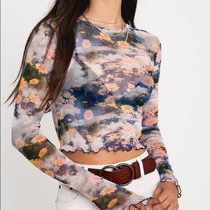 Urban Outfitters flower mesh long sleeve top